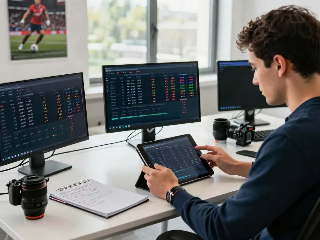 Engaged user analyzing WWBOLA sports betting odds and statistics