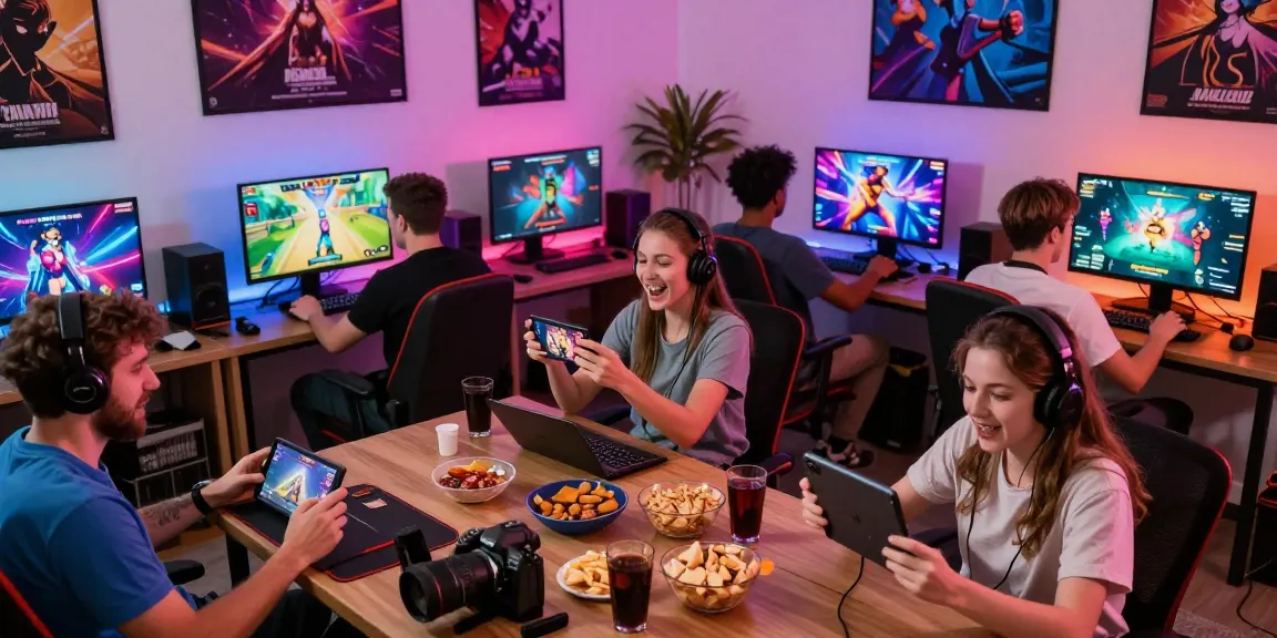 Exciting group of players enjoying free porn games in a cozy gaming room.