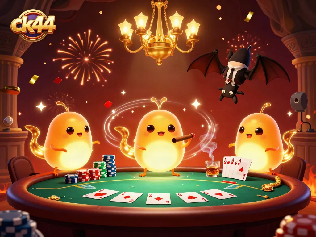 Experience the excitement of ck44 in a vibrant cave casino scene with unique glowworm characters.