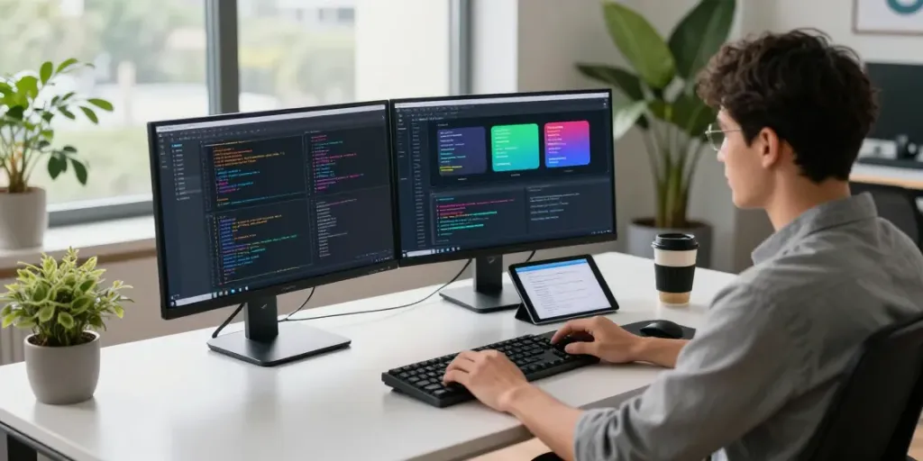 Dynamic workspace for app development featuring apktodo coding setup.