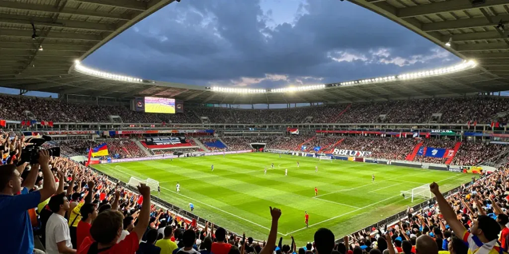 Exciting football match atmosphere showcasing ข่าวฟุตบอลไทย with passionate fans and players.