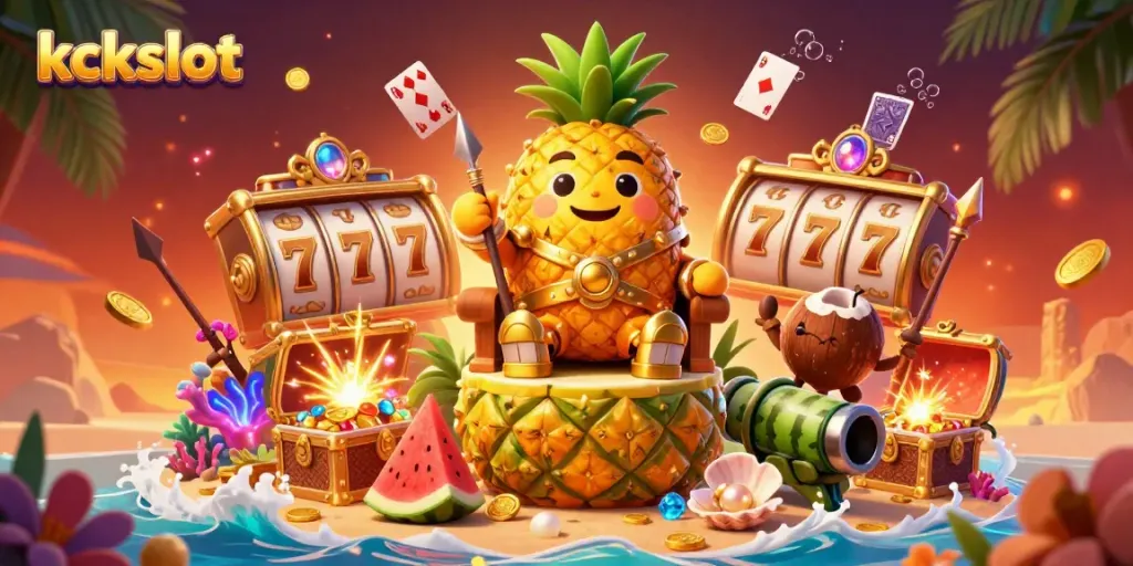 Kckslot menawarkan pengalaman bermain slot yang mendebarkan dengan raja nanas emas dan elemen permainan menawan di kasino pantai.