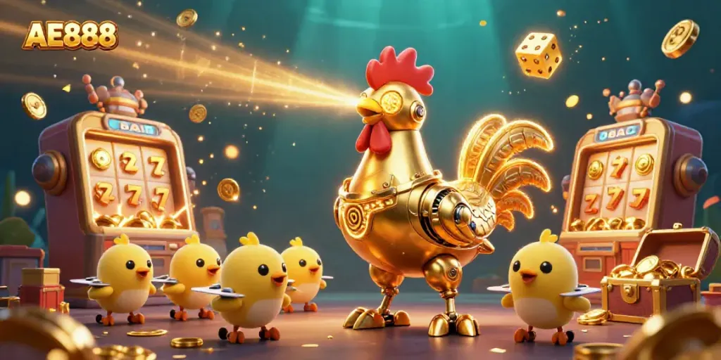 Experience AE888's exhilarating casino world with dynamic 3D characters and casino elements.