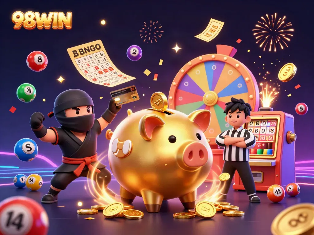 Play exciting games and win big at 98WIN's vibrant casino world with fun characters.