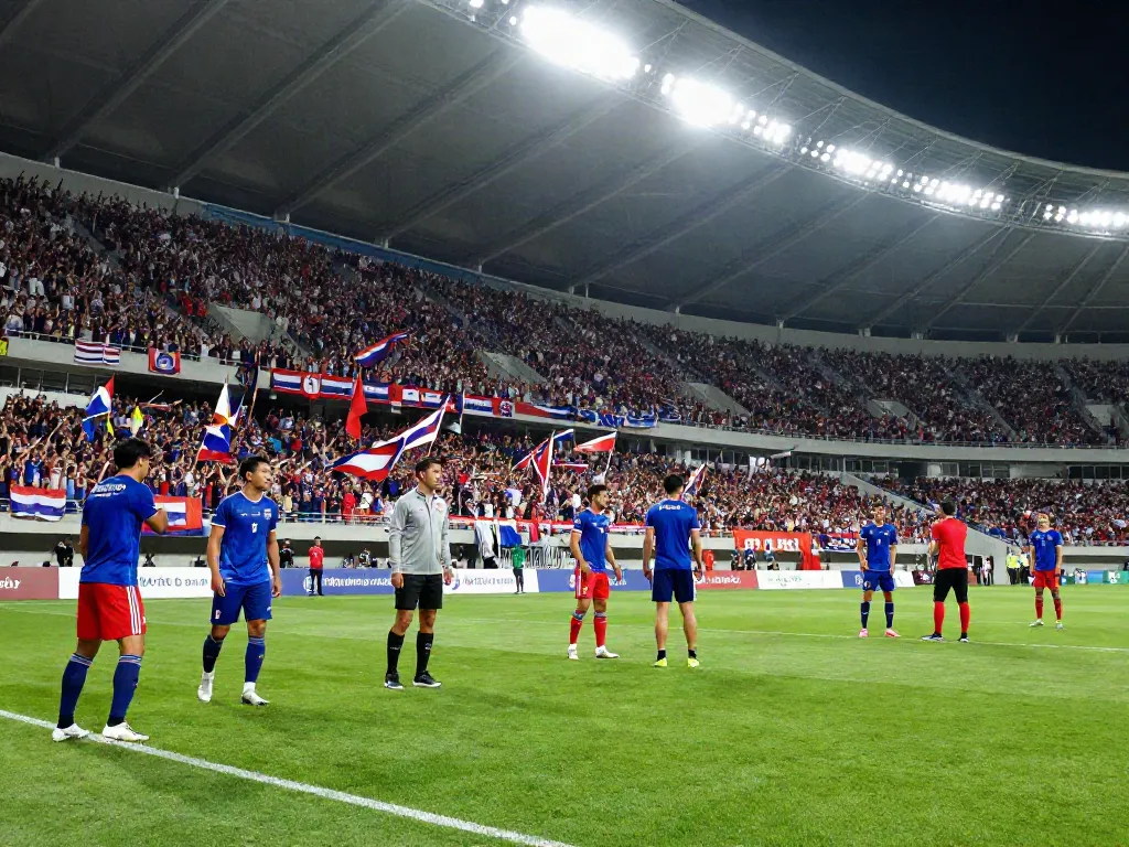 Exciting football match atmosphere showcasing Thai football fans cheering passionately, highlighting ข่าวฟุตบอลไทย vibes.